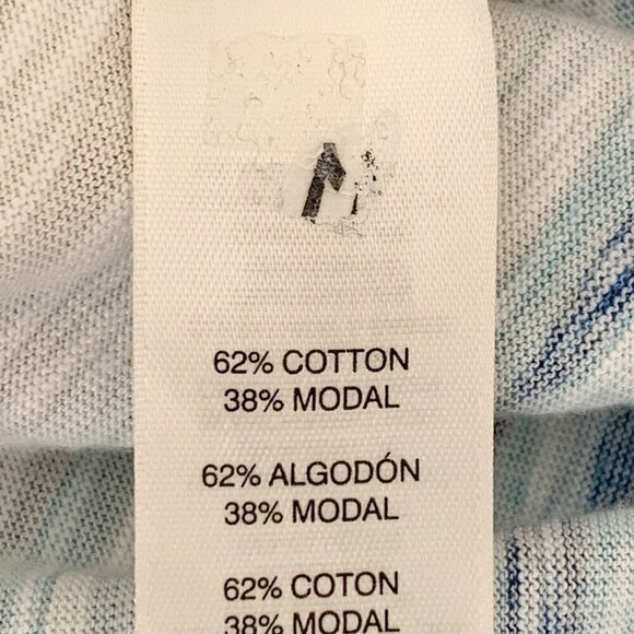 Chico’s Top Womens Large Blue White Watercolor Asymmetrical Abstract Stripe - Picture 5 of 8